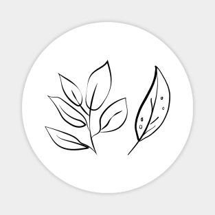 black leaf line art design Magnet